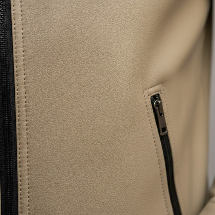 Chaqueta bomber de ante vegano para hombre con cuello acanalado y cremallera