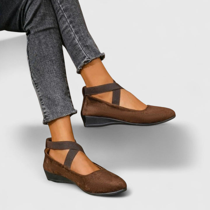 Ballerines Mary Jane pour femmes en daim avec bride élastique, à enfiler, rembourrées