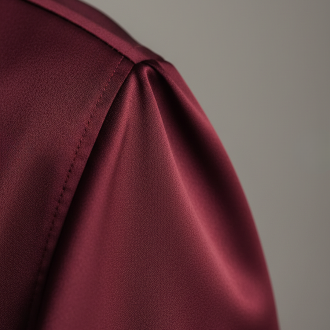 Women Burgundy Satin Wrap Midi Dress