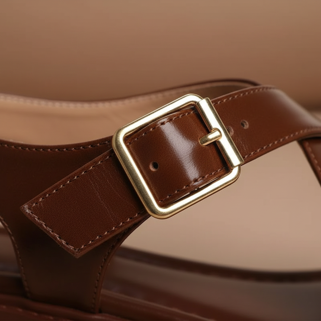 Sandales orthopédiques en cuir pour femmes à brides croisées