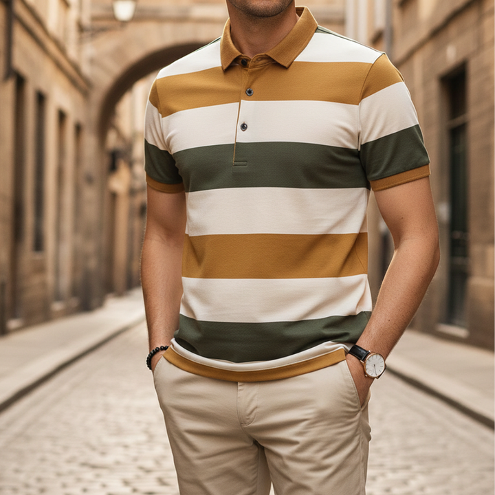 Polo rayé à manches courtes pour homme