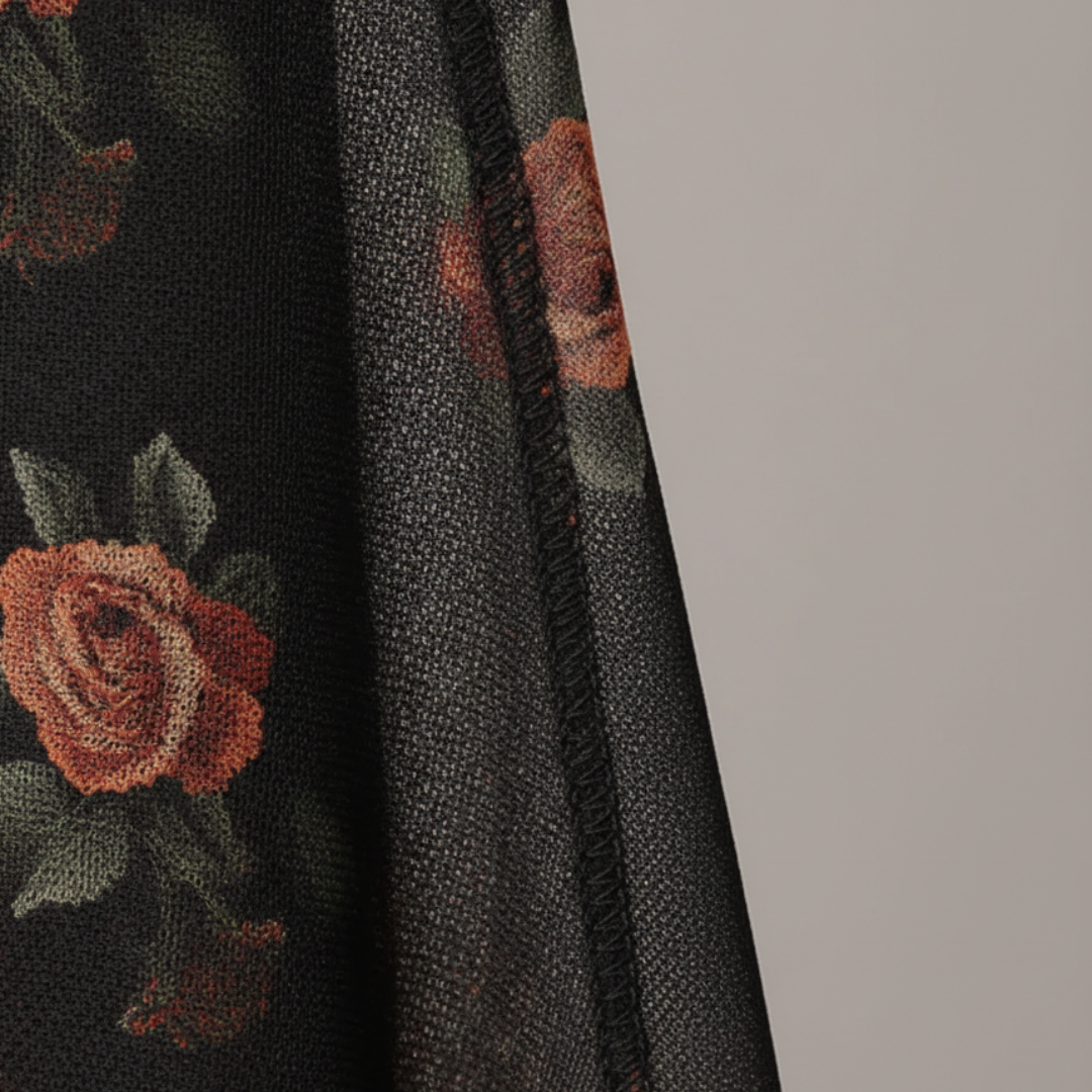 Vestido midi de malla con flores de rosa para mujer