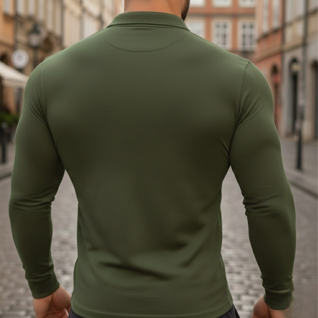 Camiseta de manga larga para hombre, polo, poliéster algodón elástico, ropa de otoño