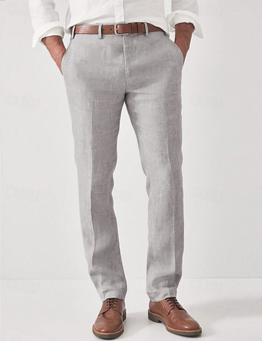 Pantalon en lin homme, taille élastique, style sarouel décontracté