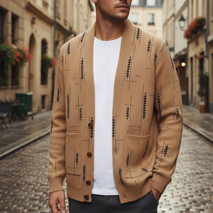 Men Knit Cardigan Heritage Pattern Autumn Winter