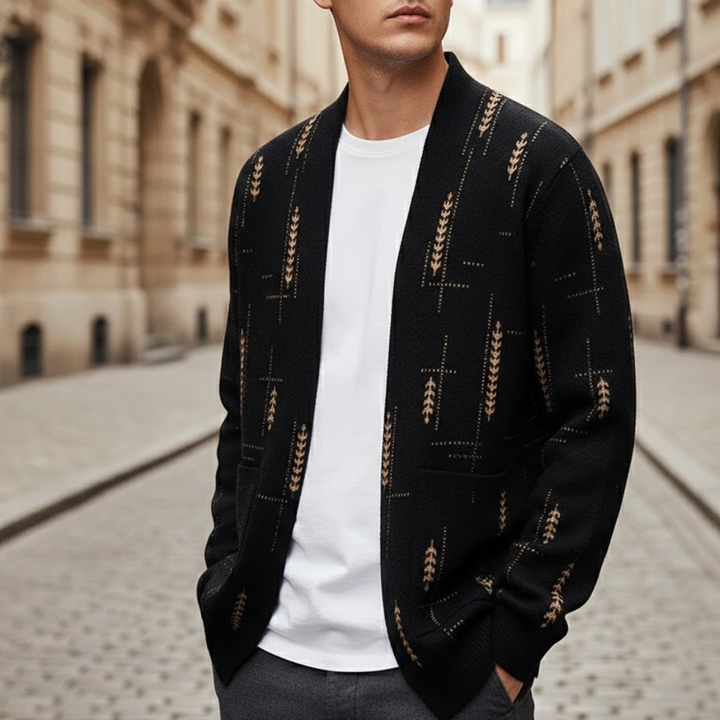 Men Knit Cardigan Heritage Pattern Autumn Winter