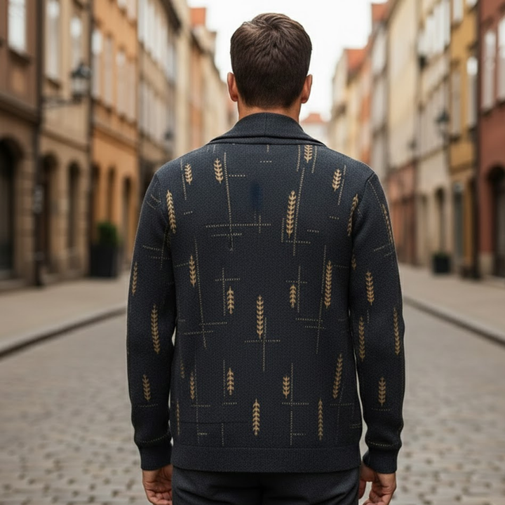 Men Knit Cardigan Heritage Pattern Autumn Winter