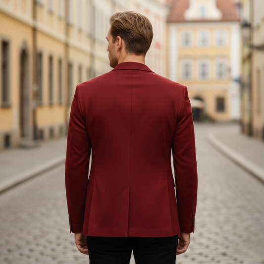 Chaqueta Blazer de Hombre Ajuste Entallado con Un Solo Botón