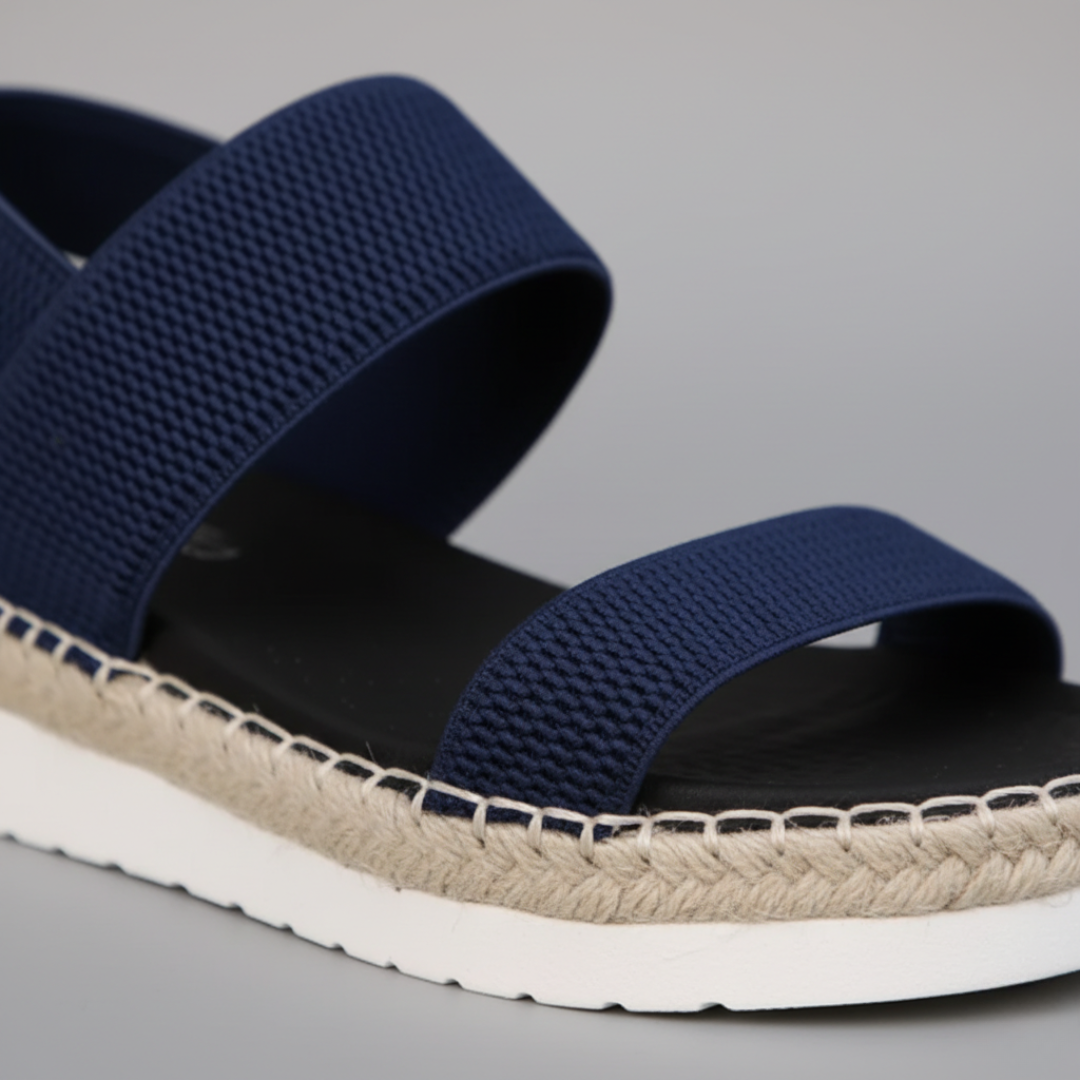 Sandalias ortopédicas de cuña de corcho con tela elástica para mujer