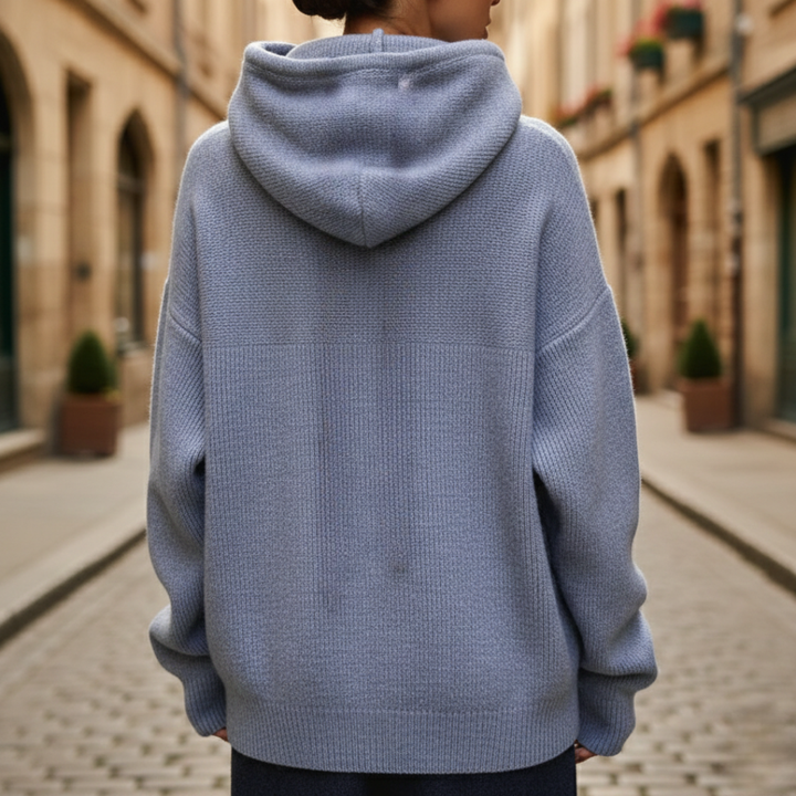 Pull à capuche tricoté à cordon côtelé surdimensionné pour femmes
