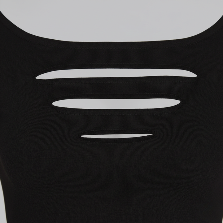 Haut moulant en polyester pour femme avec découpes