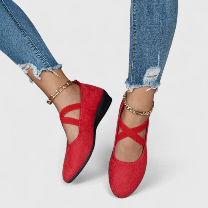 Ballerines Mary Jane pour femmes en daim avec bride élastique, à enfiler, rembourrées