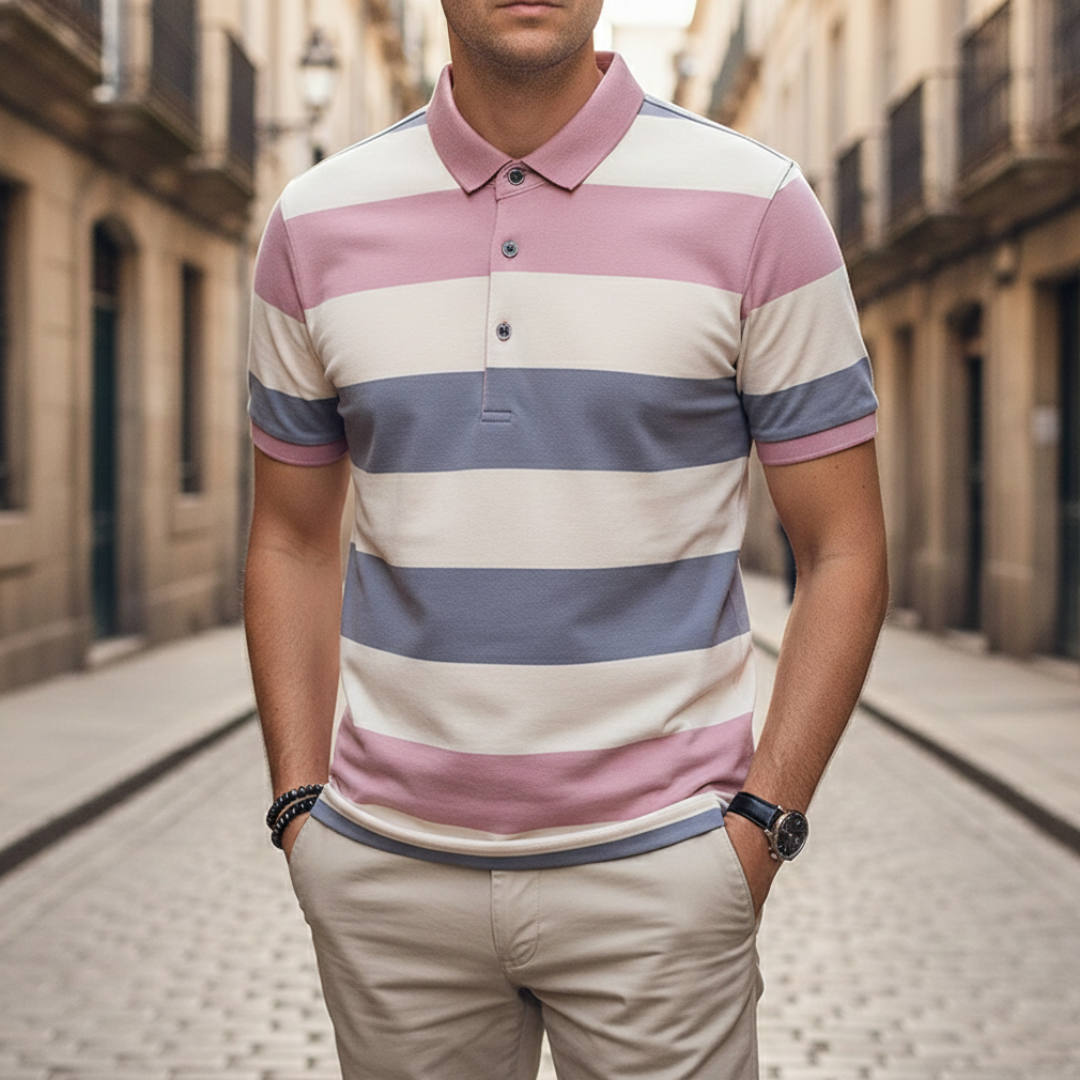 Polo rayé à manches courtes pour homme