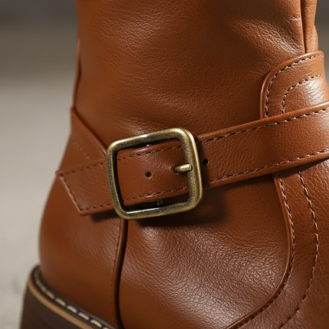 Orthopedic Boots Knee High Leather Buckle Strap Womens