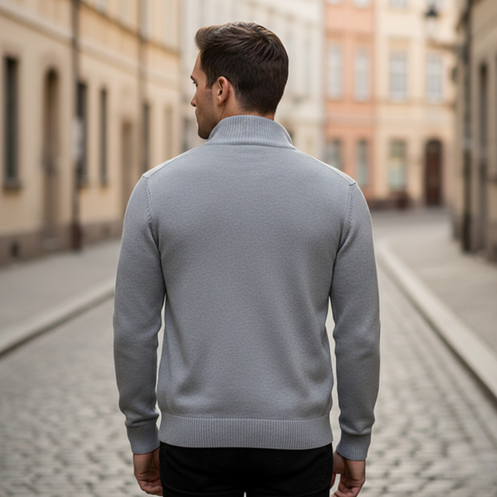 Cardigan Sweater Full Zip Ribbed Trim Mens