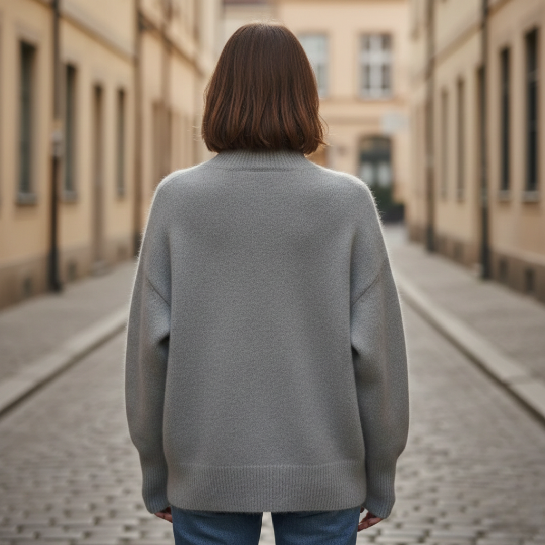 Suéter de cuello alto tejido oversize para mujer invierno