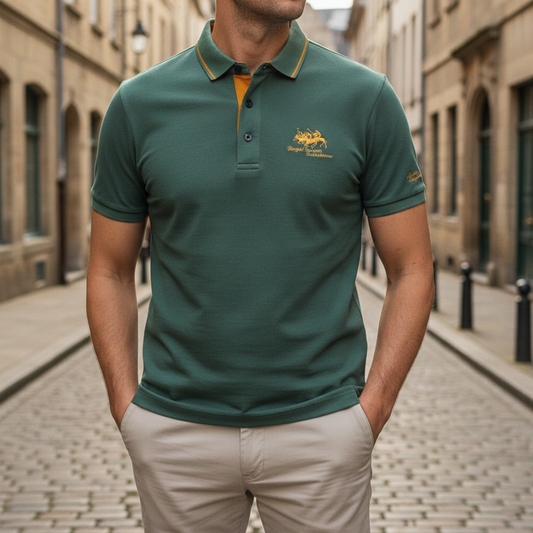 Camiseta tipo polo para hombre con mangas cortas y bordado