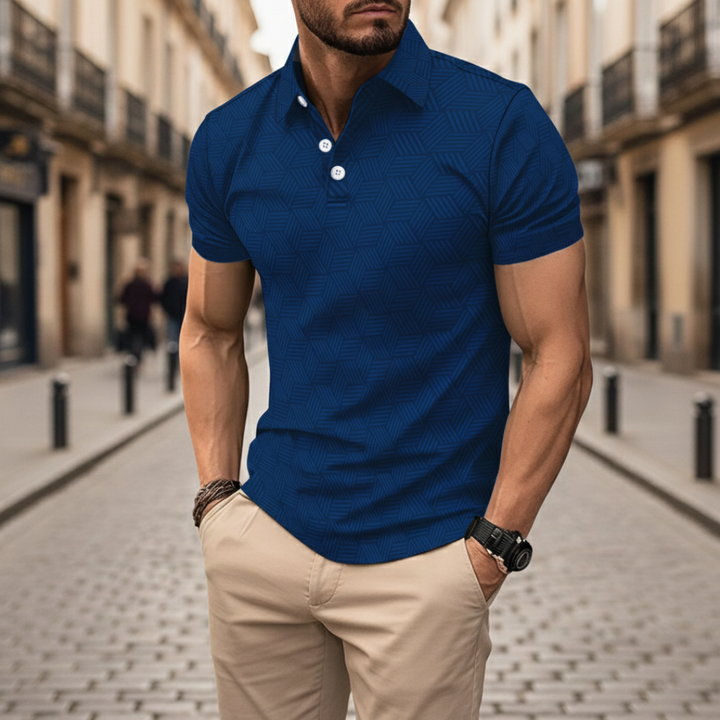 Polo tricoté pour homme à motif géométrique