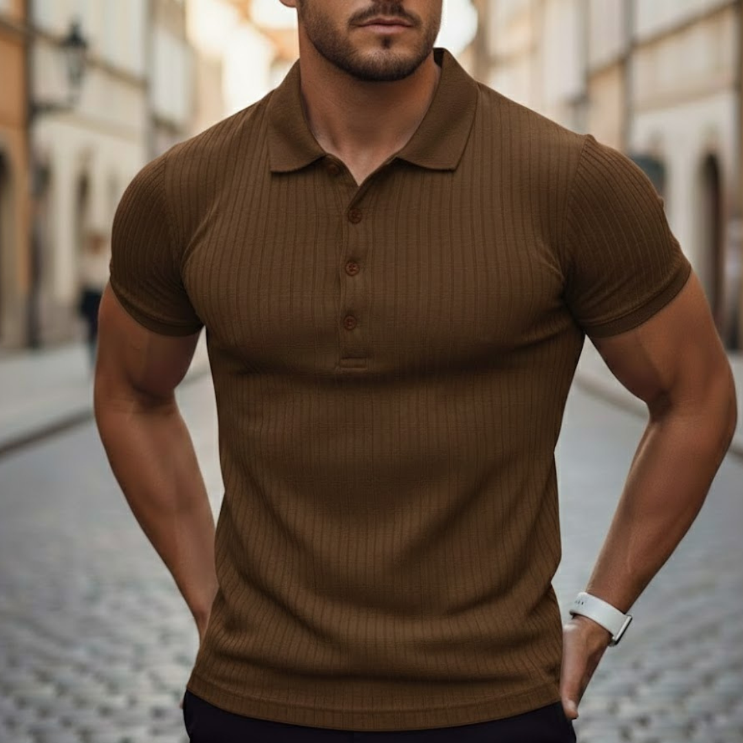 Polo homme à manches courtes en maille coupe ajustée polyester