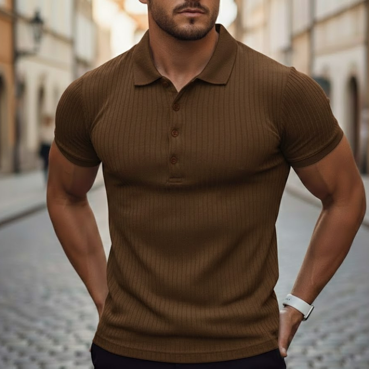 Mens Polo Shirt Short Sleeve Knit Slim Fit Polyester