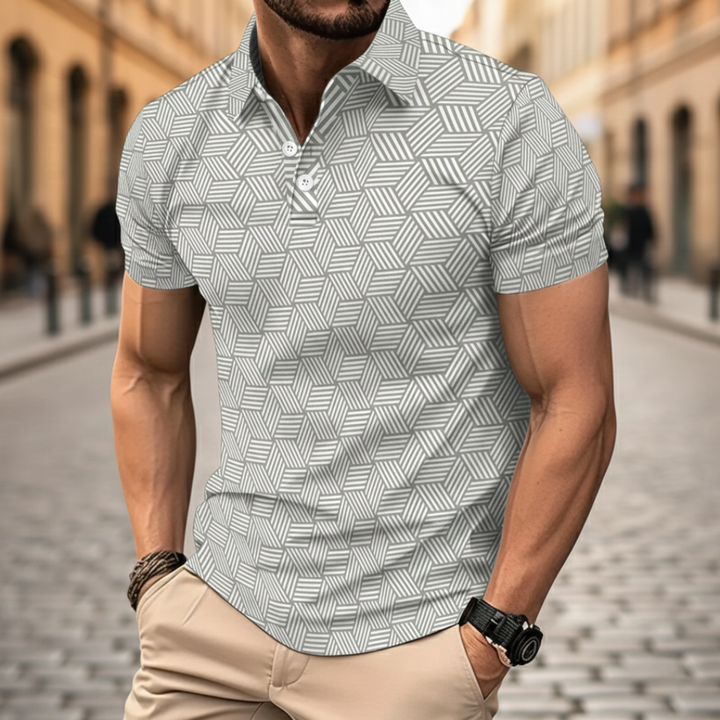 Polo tricoté pour homme à motif géométrique
