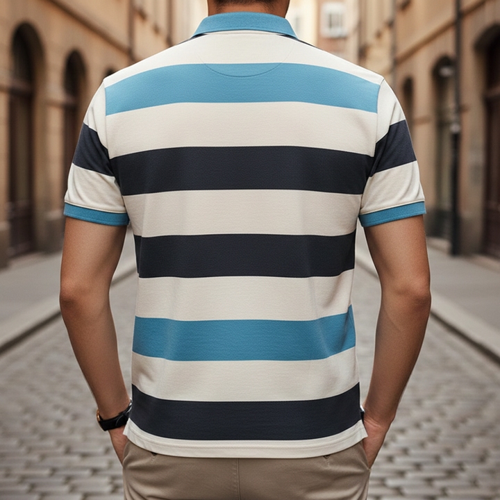 Polo rayé à manches courtes pour homme