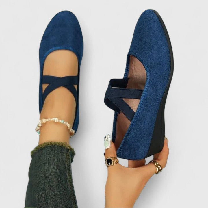 Ballerines Mary Jane pour femmes en daim avec bride élastique, à enfiler, rembourrées