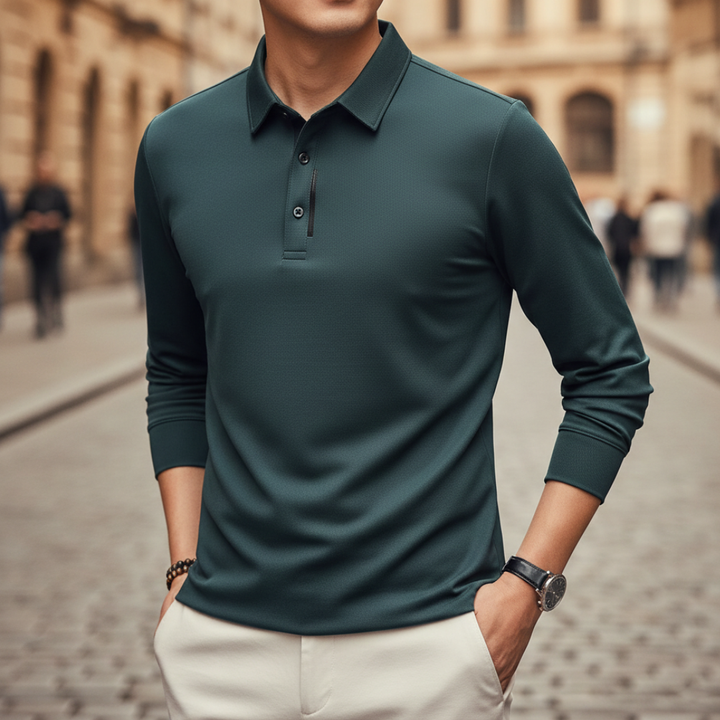 Polo à manches longues pour homme, à haute performance