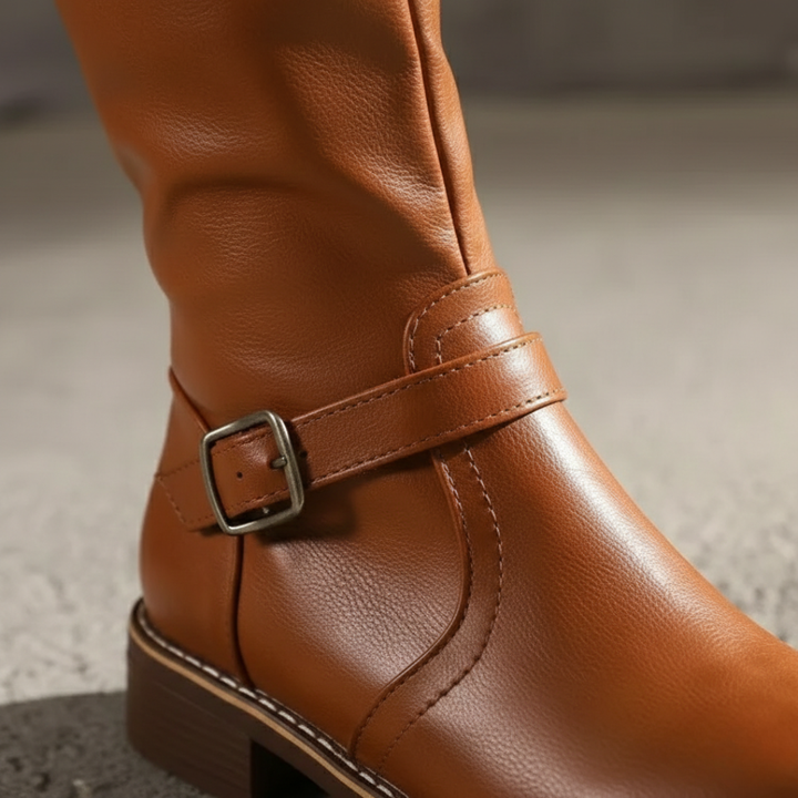 Orthopedic Boots Knee High Leather Buckle Strap Womens