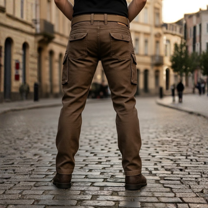 Pantalon cargo isolé en toile de coton utilitaire à jambe droite pour homme
