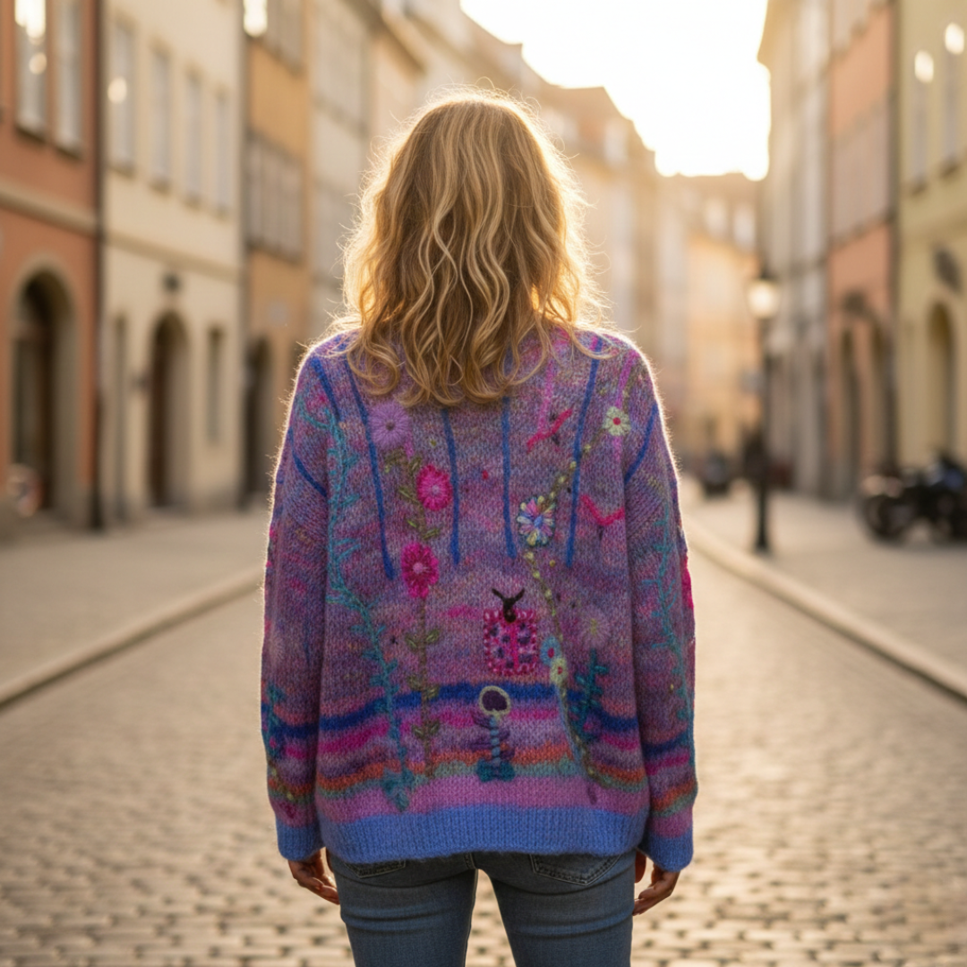 Cardigan Long Sleeve Floral Knit Womens