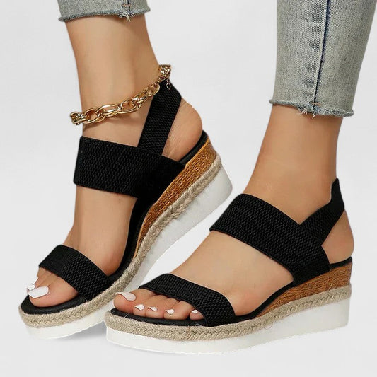 Sandalias para mujer con tira elástica ortopédica y punta abierta