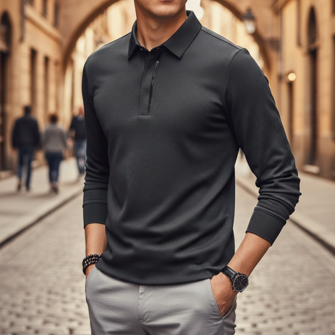Polo à manches longues pour homme, à haute performance