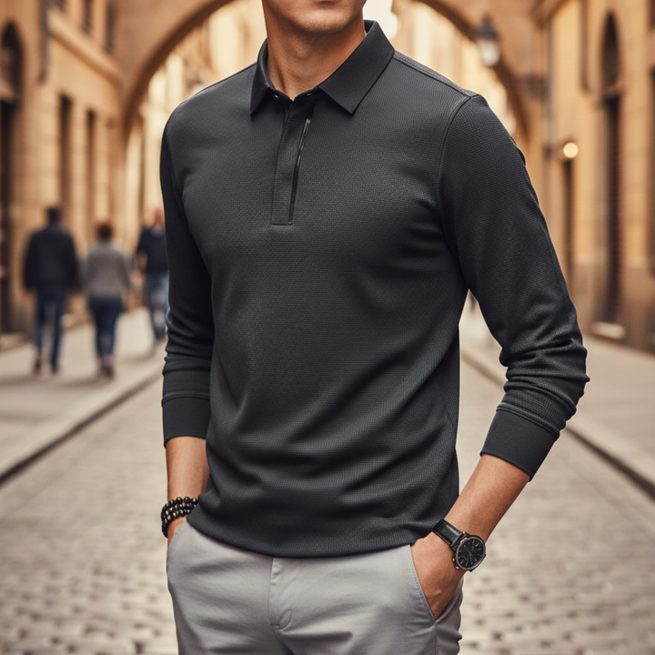Polo à manches longues pour homme, à haute performance