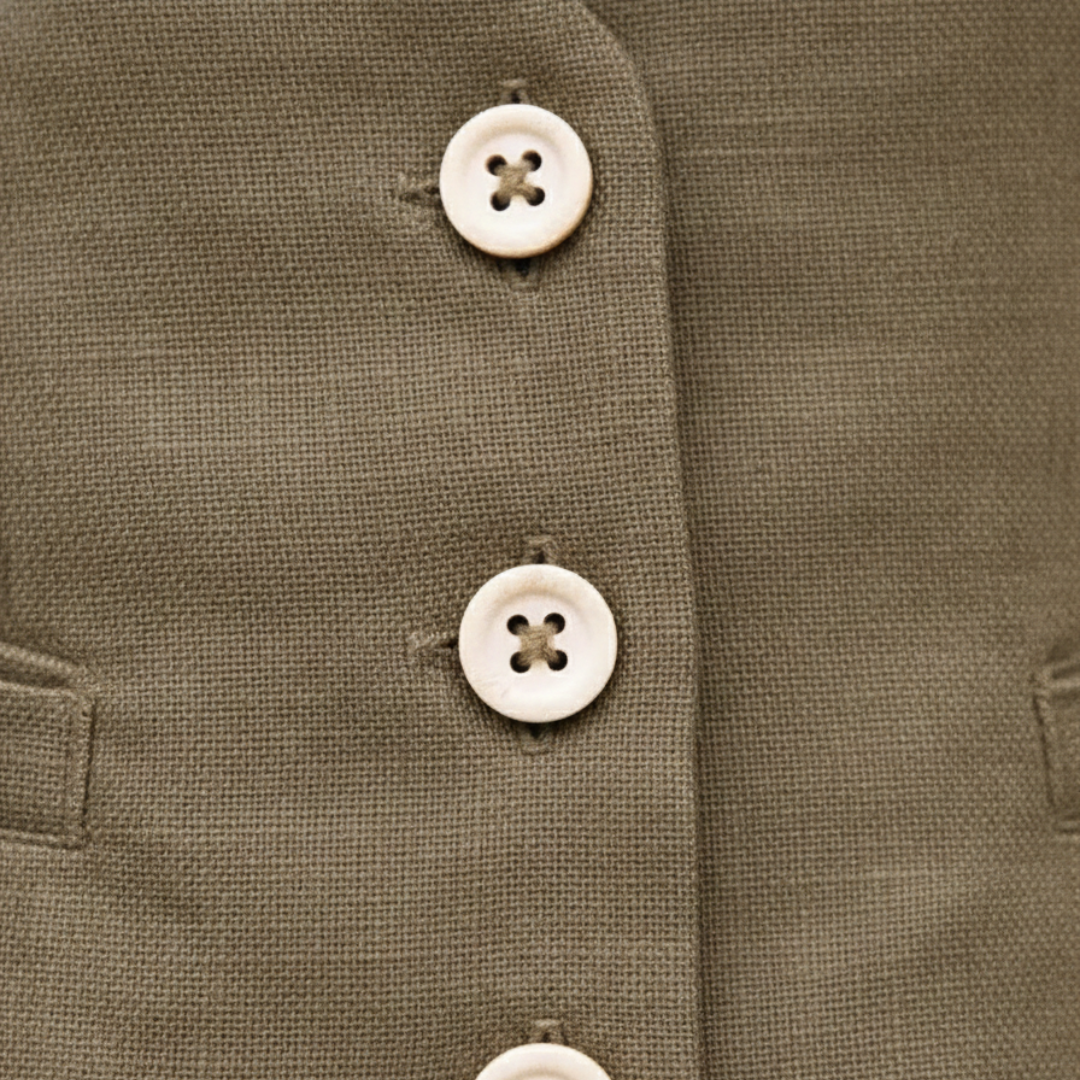 Conjunto de dos piezas chaleco y pantalones ajustados con botones delanteros para mujer