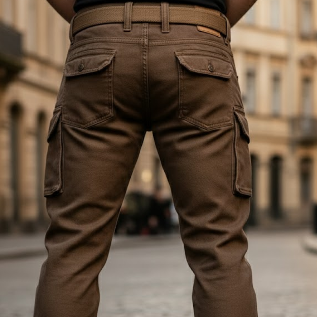 Pantalon cargo isolé en toile de coton utilitaire à jambe droite pour homme