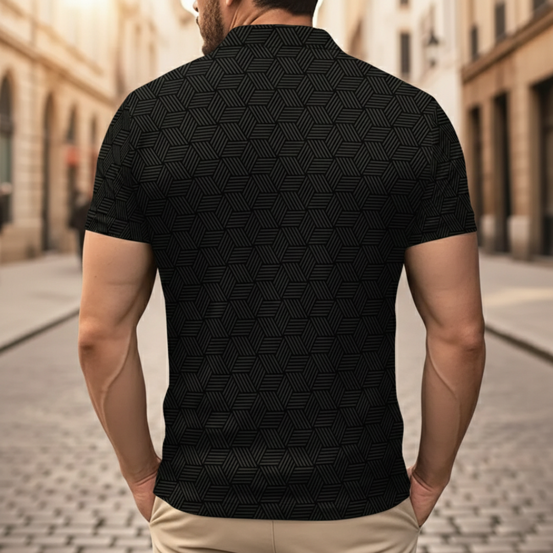 Polo tricoté pour homme à motif géométrique