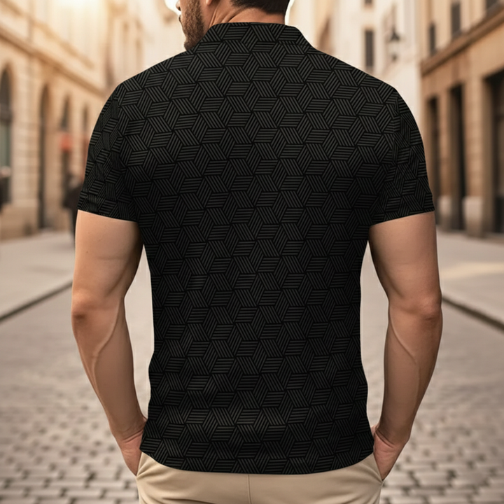 Polo tricoté pour homme à motif géométrique