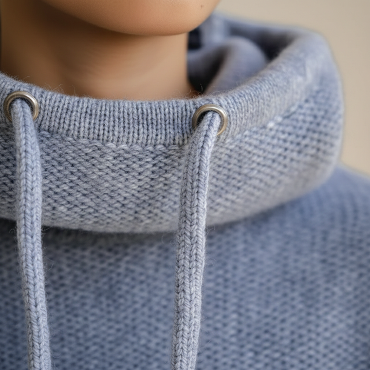Pull à capuche tricoté à cordon côtelé surdimensionné pour femmes