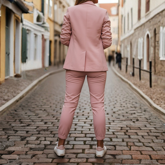 Ensemble Veste et Pantalon de Jogging Femme Devant Ouvert Manches Froncées