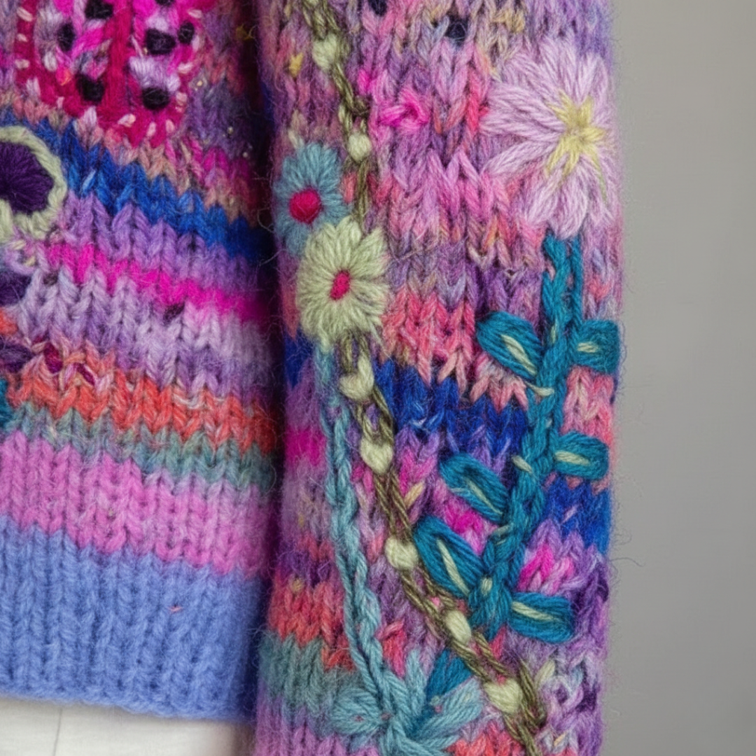 Cardigan Long Sleeve Floral Knit Womens