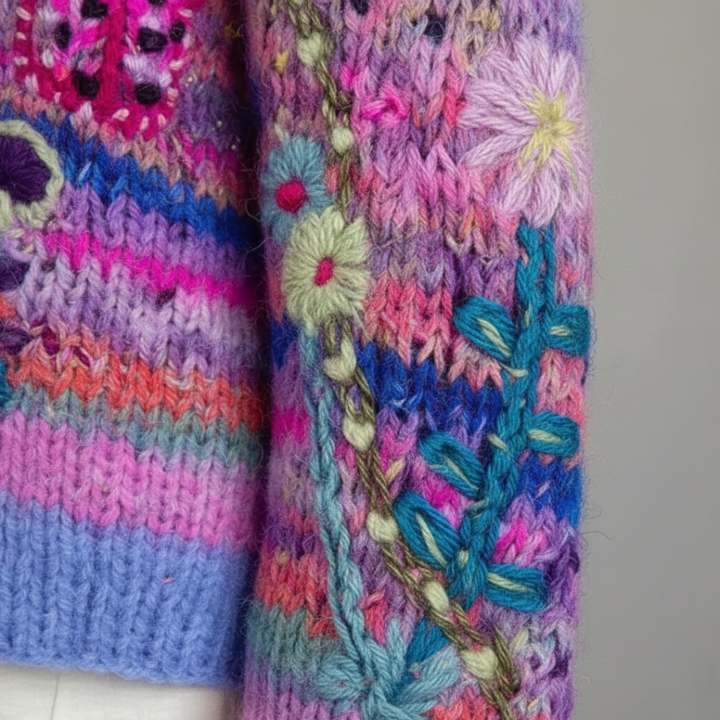 Cardigan Long Sleeve Floral Knit Womens