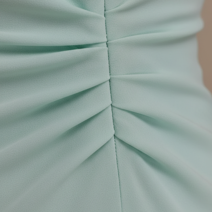 Vestido largo fruncido para mujer con cuello halter
