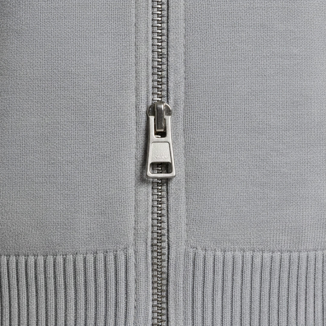 Cardigan Sweater Full Zip Ribbed Trim Mens