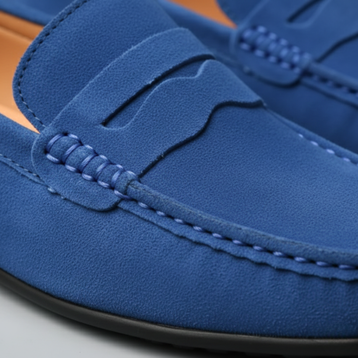 Chaussures de conduite à enfiler pour homme en daim mocassins à boucle