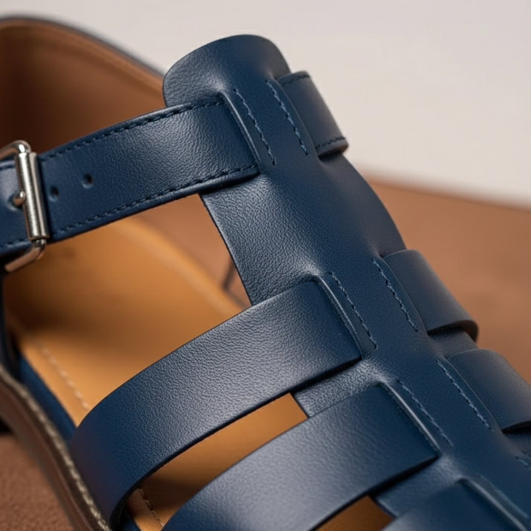 Sandales orthopédiques à lanières de gladiateur en cuir pour hommes