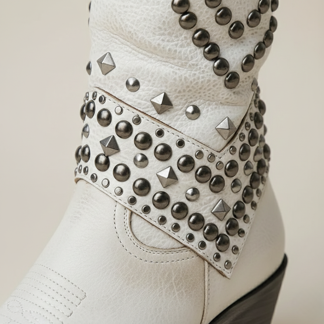 Cowboy Boots Knee-High Studded Orthopedic Womens