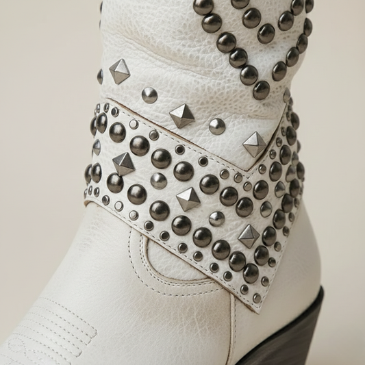 Cowboy Boots Knee-High Studded Orthopedic Womens