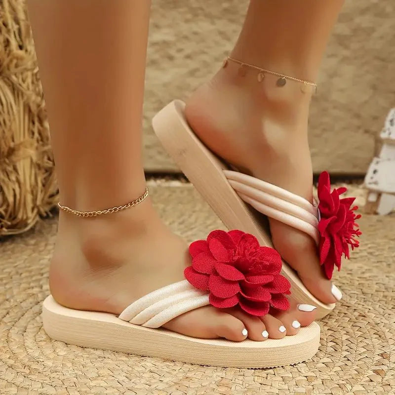 Women's Sandals Floral Slide Slip-On Open Toe Low Heel Casual