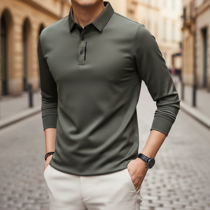 Polo à manches longues pour homme, à haute performance